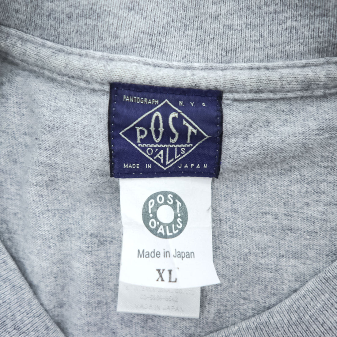 POST OVERALLS 日本製 長袖 ロングスリーブ Tシャツ ロンT XL グレー 胸ポケット