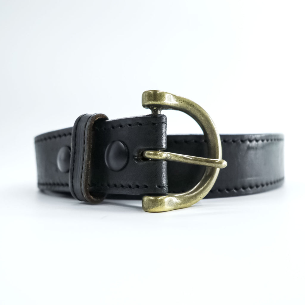 Boston Leather 米国製 ブライドルレザーベルト ブラック バックル ゴールド USA製 6582 ST
