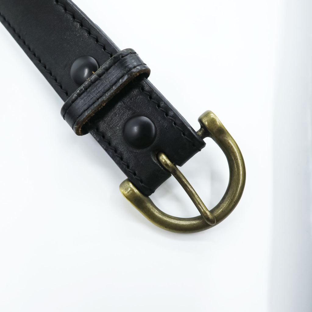 Boston Leather 米国製 ブライドルレザーベルト ブラック バックル ゴールド USA製 6582 ST