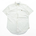 Ralph Lauren 90年代 ヴィンテージ 半袖 オックスフォードシャツ M CLASSIC FIT ホワイト スモールポニー ロゴ 刺繍 ボタンダウン 未使用品