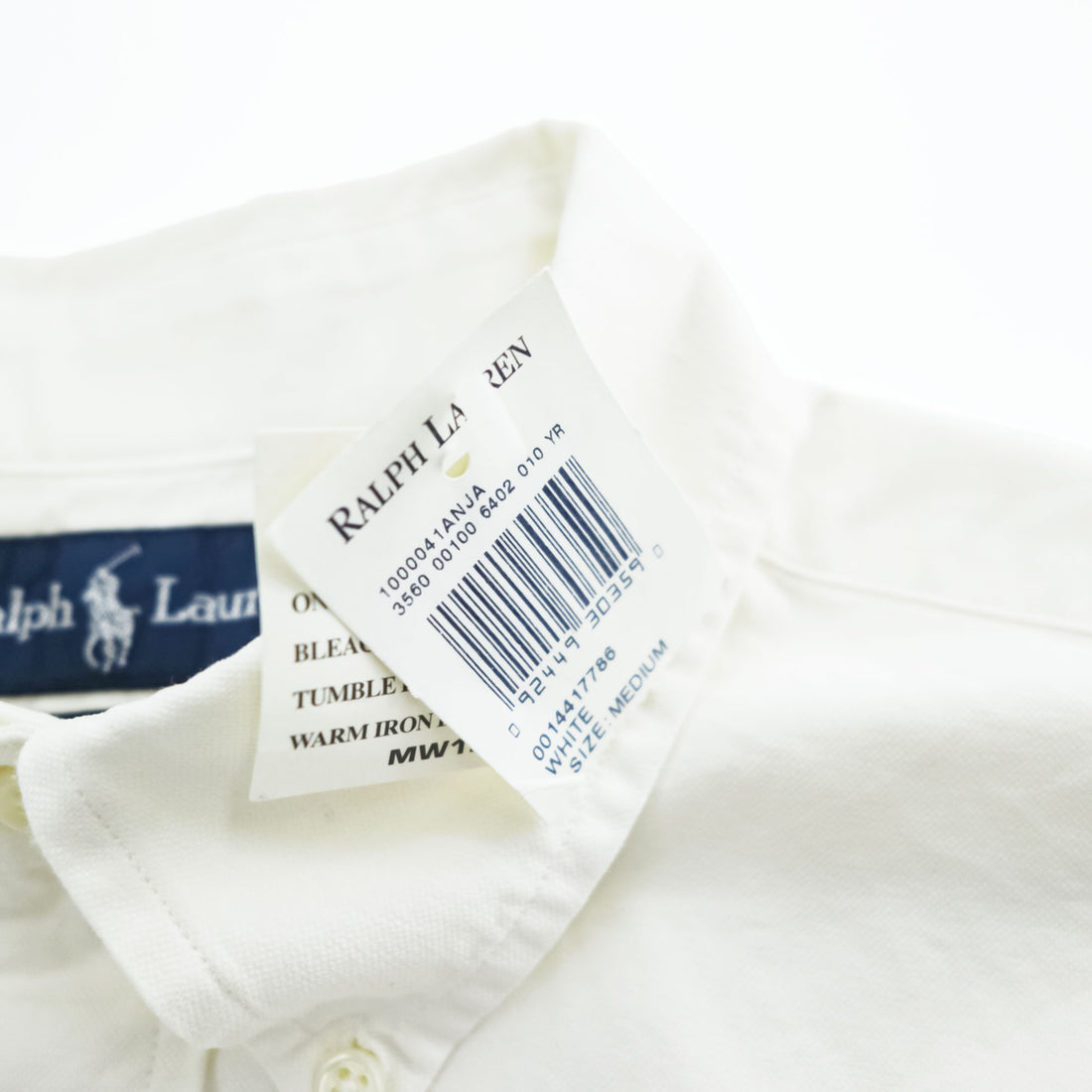 Ralph Lauren 90年代 ヴィンテージ 半袖 オックスフォードシャツ M CLASSIC FIT ホワイト スモールポニー ロゴ 刺繍 ボタンダウン 未使用品