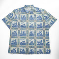 reyn spooner アロハシャツ 半袖シャツ XL ブルー 総柄 ビッグサイズ DIETRICH VAREZ COLLECTION ボックスシルエット