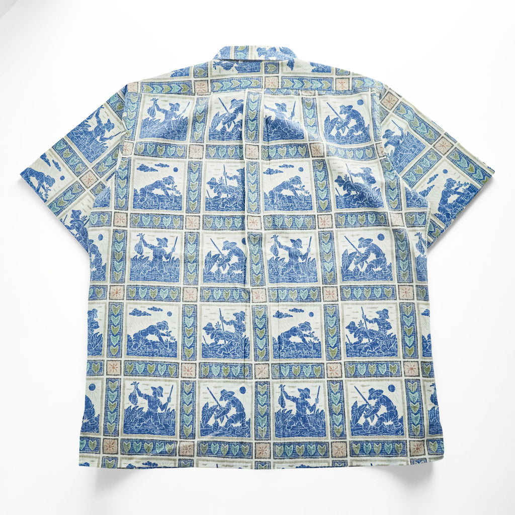 reyn spooner アロハシャツ 半袖シャツ XL ブルー 総柄 ビッグサイズ DIETRICH VAREZ COLLECTION ボックスシルエット