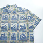 reyn spooner アロハシャツ 半袖シャツ XL ブルー 総柄 ビッグサイズ DIETRICH VAREZ COLLECTION ボックスシルエット