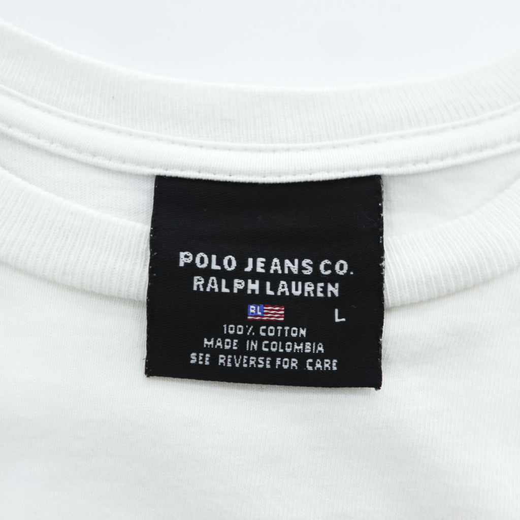 POLO JEANS CO. Ralph Lauren 90年代 ヴィンテージ Tシャツ L ホワイト 刺繍 プリント