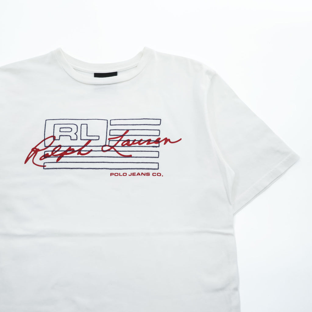 POLO JEANS CO. Ralph Lauren 90年代 ヴィンテージ Tシャツ L ホワイト 刺繍 プリント