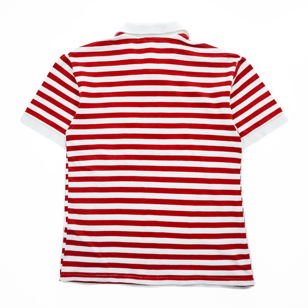 Polo Ralph Lauren 90年代 ヴィンテージ ボーダー ポロシャツ L ホワイト レッド 胸ポケット スモールポニー 鹿の子