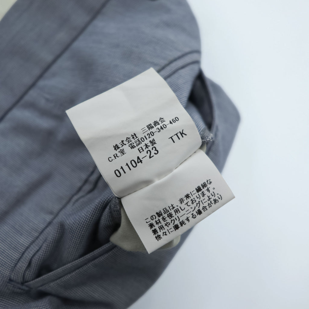 BURBERRY LONDON 日本製 コットンシルク サマー スラックス パンツ L ブルー A1Q20-592-23