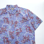 reyn spooner 90年代 ヴィンテージ アロハシャツ プルオーバー 半袖シャツ XXL ブルー レッド ビッグサイズ 総柄 Hawaiian Traditionals Commemorative Classics ハーフボタン