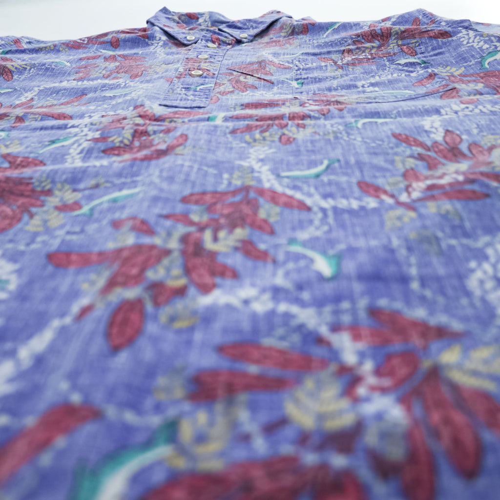 reyn spooner 90年代 ヴィンテージ アロハシャツ プルオーバー 半袖シャツ XXL ブルー レッド ビッグサイズ 総柄 Hawaiian Traditionals Commemorative Classics ハーフボタン