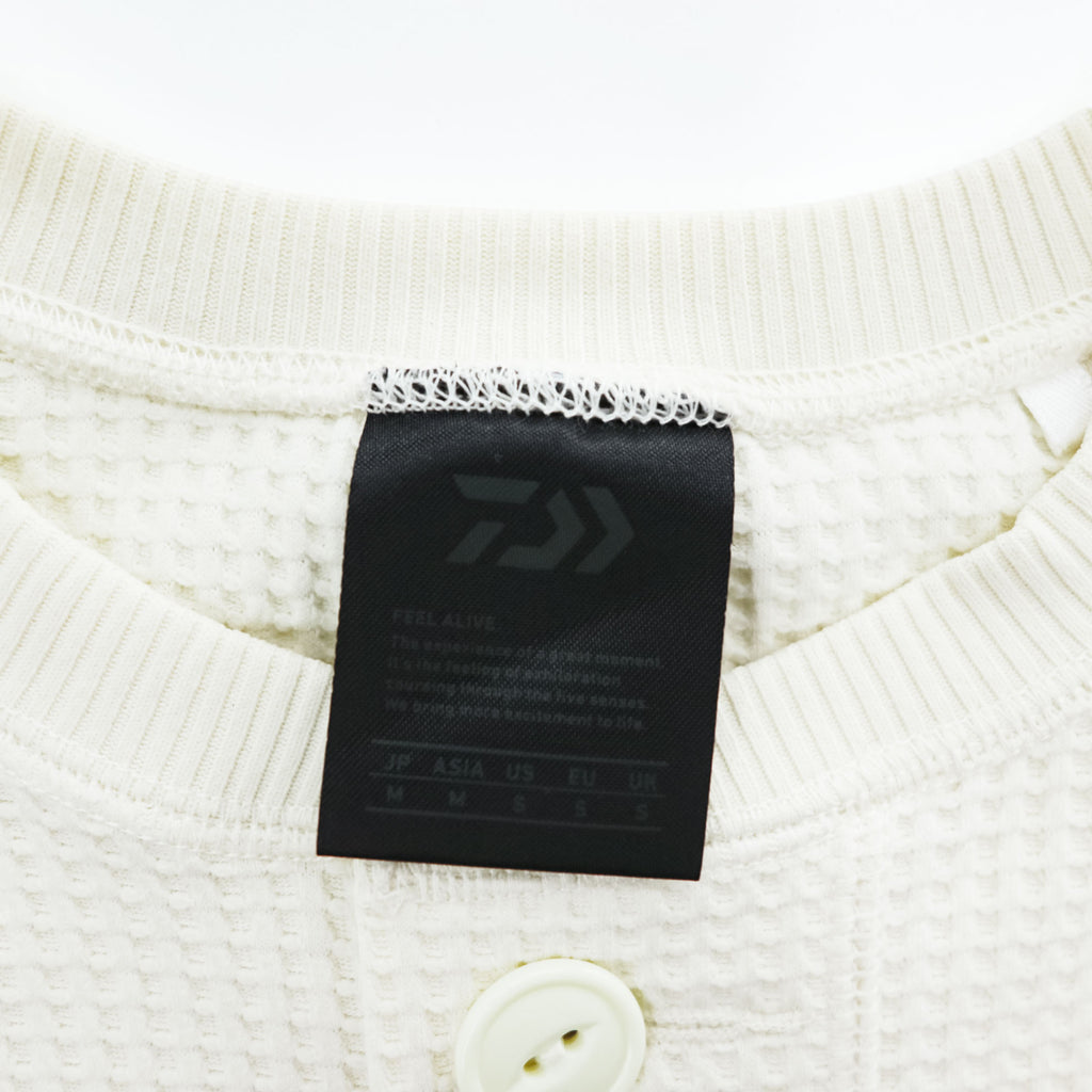 DAIWA PIER39 テック サーマル ヘンリーネック Tシャツ M ホワイト TECH THERMAL HENLEY S/S ワッフル BE-39024