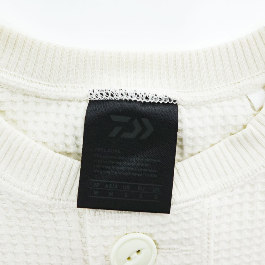 DAIWA PIER39 テック サーマル ヘンリーネック Tシャツ M ホワイト TECH THERMAL HENLEY S/S ワッフル BE-39024