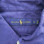 Ralph Lauren 半袖 オックスフォードシャツ L ネイビー ボタンダウン スモールポニー ロゴ 刺繍