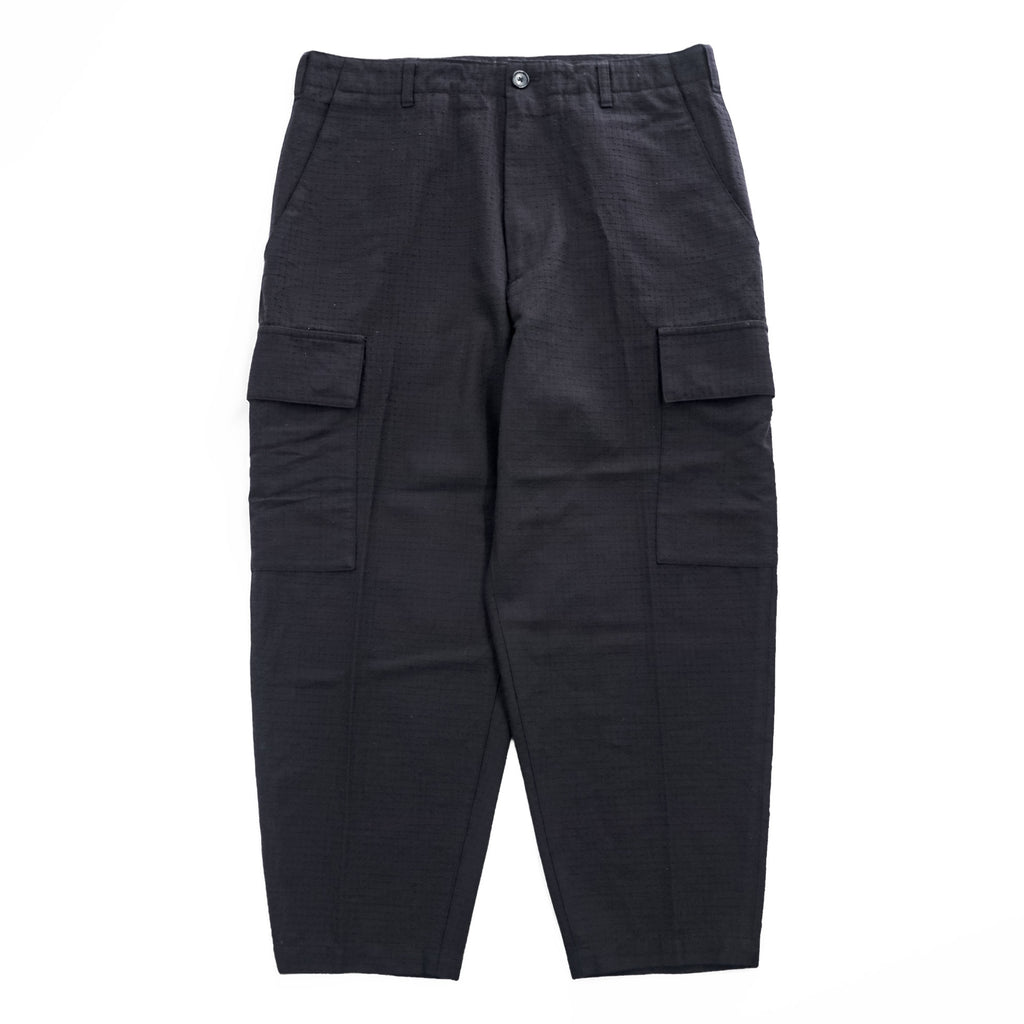 H BEAUTY & YOUTH リップストップ カーゴパンツ FATIGUE PANTS ブラック L ワイド 1214-104-7739