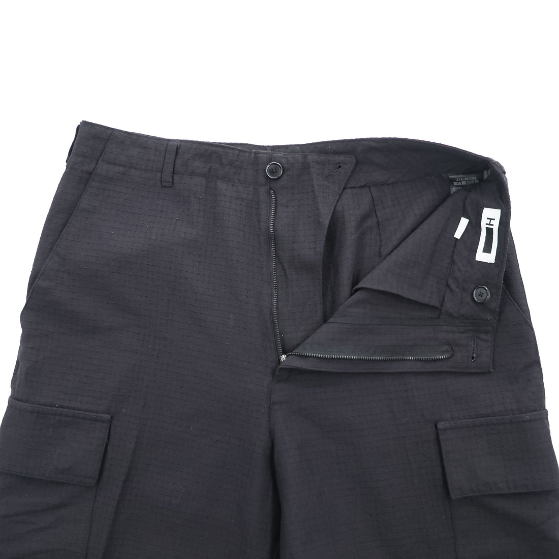 H BEAUTY & YOUTH リップストップ カーゴパンツ FATIGUE PANTS ブラック L ワイド 1214-104-7739