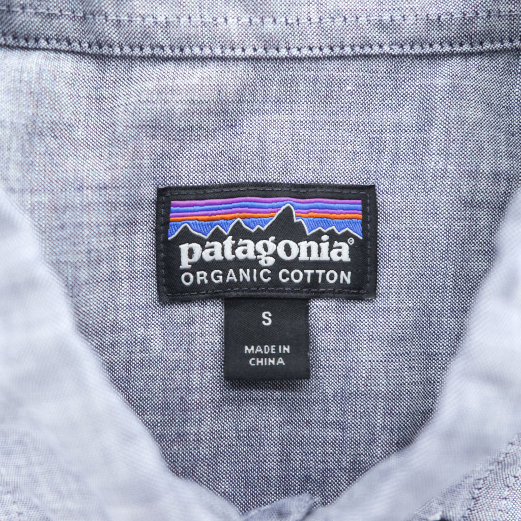 Patagonia オーガニックコットン 半袖シャツ S ブルー ライトウェイト ブラフサイド ボタンダウン 54121