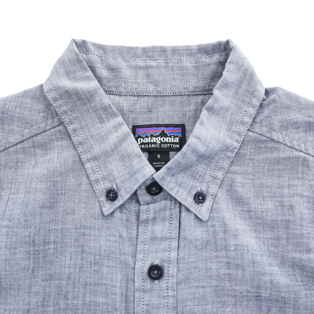 Patagonia オーガニックコットン 半袖シャツ S ブルー ライトウェイト ブラフサイド ボタンダウン 54121