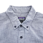 Patagonia オーガニックコットン 半袖シャツ S ブルー ライトウェイト ブラフサイド ボタンダウン 54121