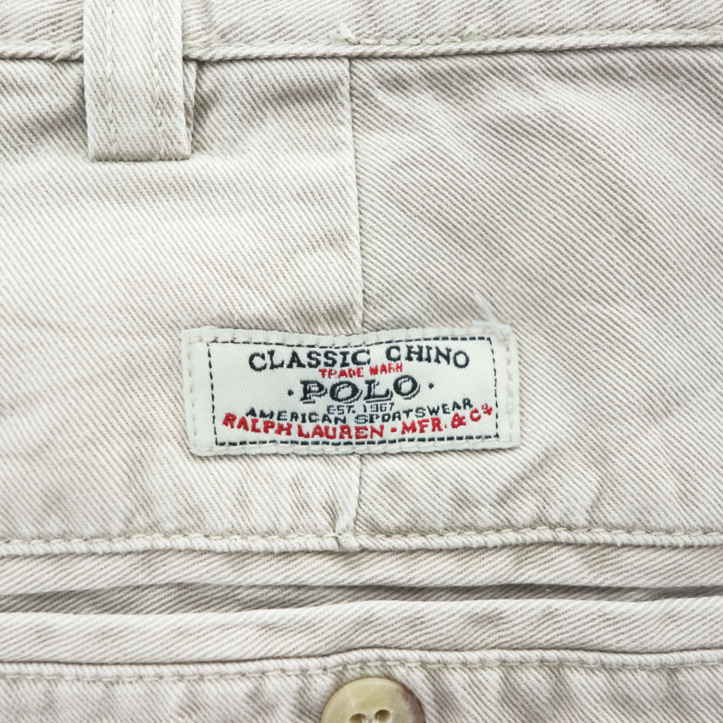 Polo Ralph Lauren 90年代 ヴィンテージ ポロチノ プリーツショーツ TYLER SHORT ショートパンツ ハーフパンツ L ベージュ 2タック