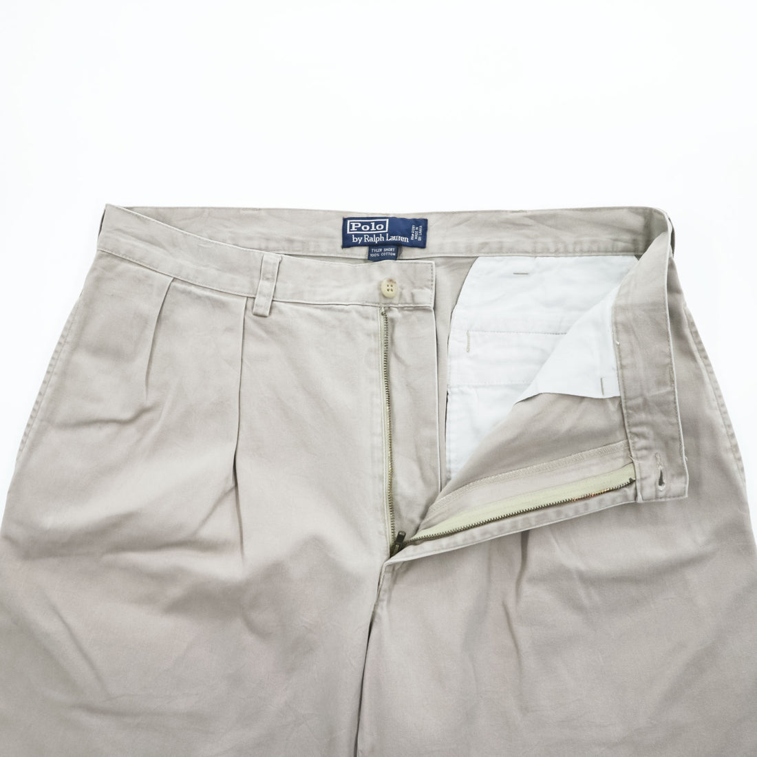 Polo Ralph Lauren 90年代 ヴィンテージ ポロチノ プリーツショーツ TYLER SHORT ショートパンツ ハーフパンツ L ベージュ 2タック
