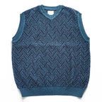 YOKE 日本製 ヘリンボーン メッシュ Vネック ベスト HERRINGBONE MESH V-NECK VEST コットンニット YK23SS0499S