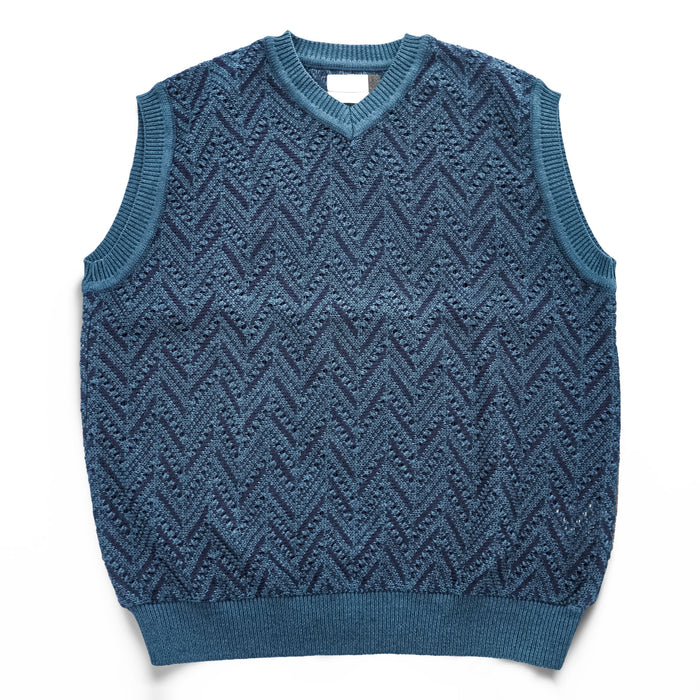 YOKE 日本製 ヘリンボーン メッシュ Vネック ベスト HERRINGBONE MESH V-NECK VEST コットンニット YK23SS0499S