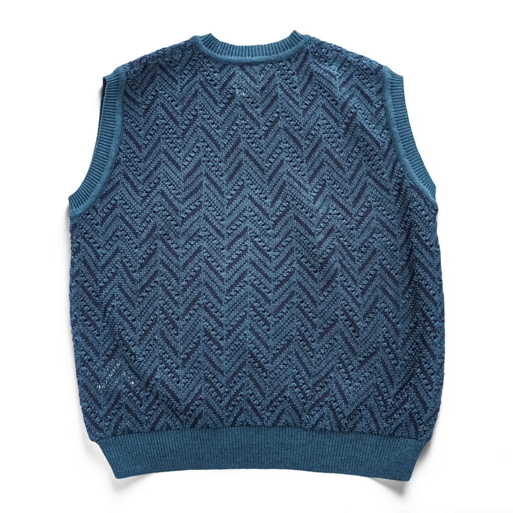 YOKE 日本製 ヘリンボーン メッシュ Vネック ベスト HERRINGBONE MESH V-NECK VEST コットンニット YK23SS0499S