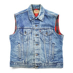 Levi's 80年代 USA製 ヴィンテージ デニム ベスト L バッファローチェック 裏地 ネルライナー 60518 0816