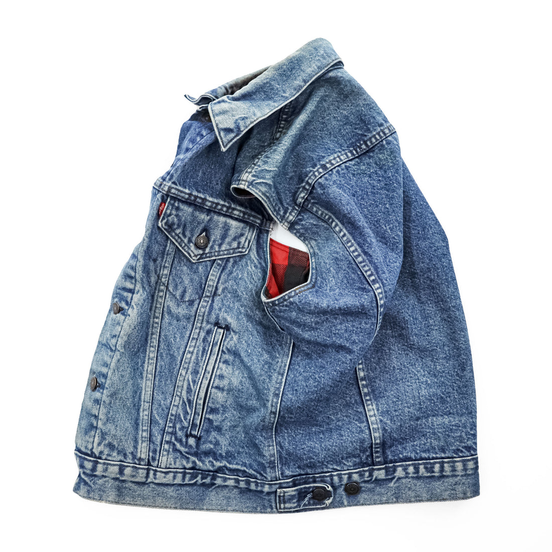Levi's 80年代 USA製 ヴィンテージ デニム ベスト L バッファローチェック 裏地 ネルライナー 60518 0816