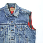 Levi's 80年代 USA製 ヴィンテージ デニム ベスト L バッファローチェック 裏地 ネルライナー 60518 0816
