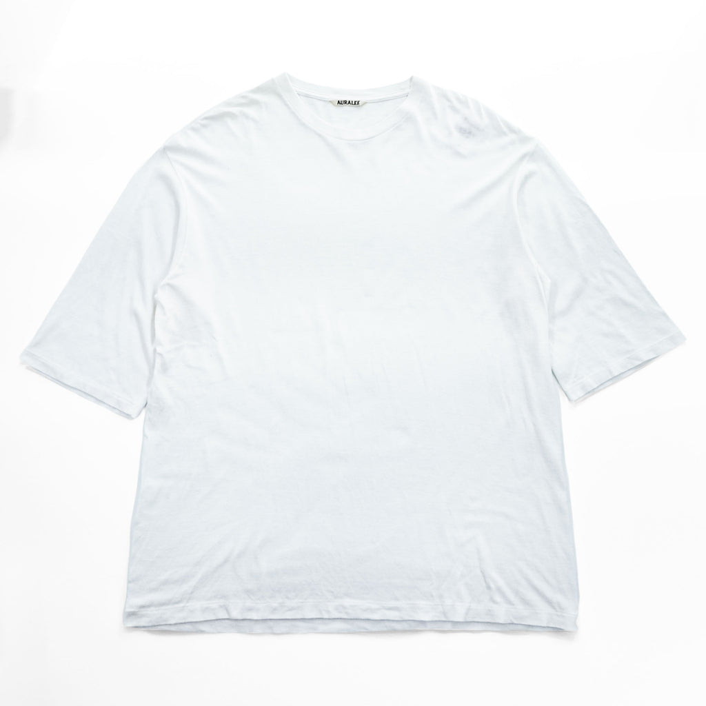 AURALEE 日本製 シームレス クルーネック ハーフスリーブ Tシャツ L ホワイト SEAMLESS CREW NECK HALF SLEEVE TEE 五分袖 A8ST02ST