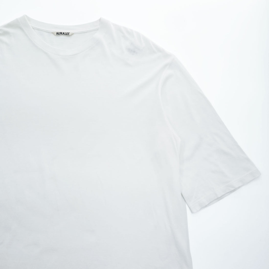 AURALEE 日本製 シームレス クルーネック ハーフスリーブ Tシャツ L ホワイト SEAMLESS CREW NECK HALF SLEEVE TEE 五分袖 A8ST02ST