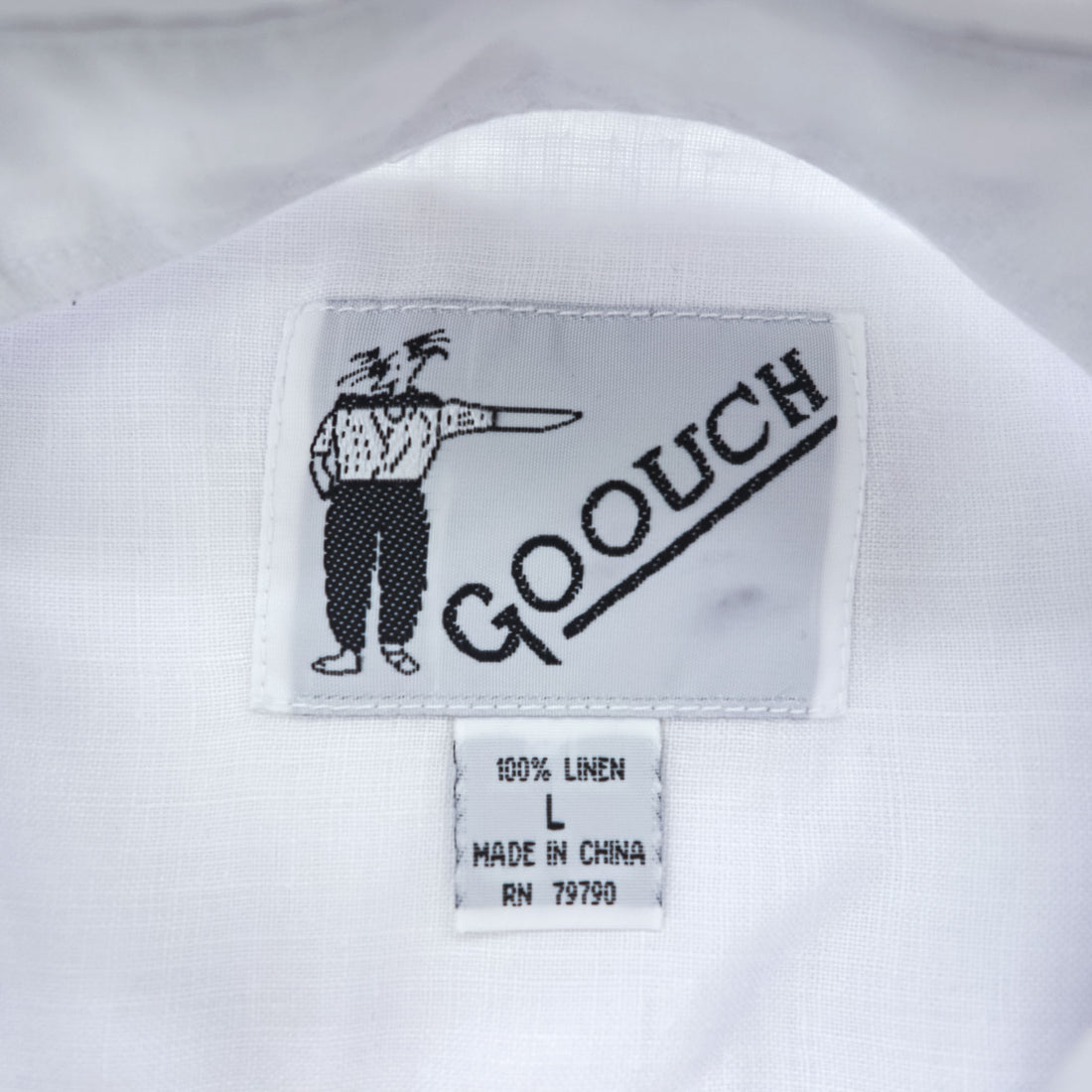 GOOUCH 90年代 ヴィンテージ 半袖 リネン シャツ L ホワイト 麻100% 胸ポケット