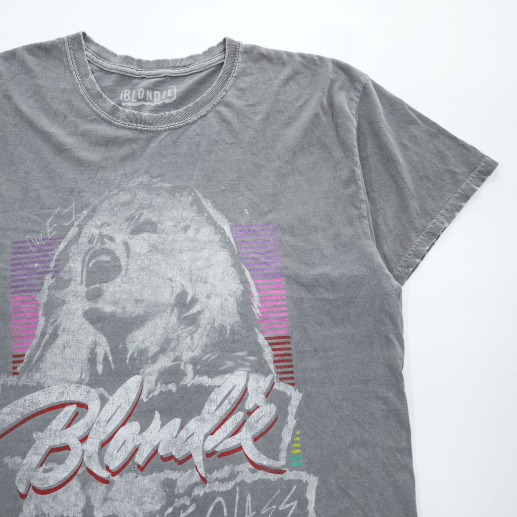 BLONDIE ブロンディー ロック バンド Tシャツ L グレーフェード Heart of Glass ヴィンテージ ダメージ加工