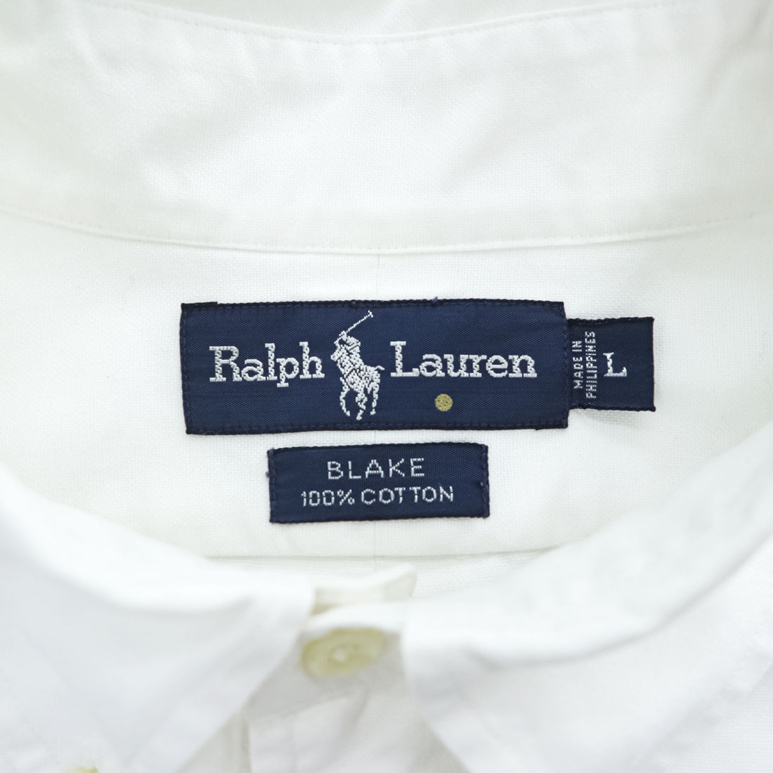 Ralph Lauren 90年代 ヴィンテージ BLAKE 半袖 オックスフォード シャツ L ホワイト スモールポニー ロゴ 刺繍