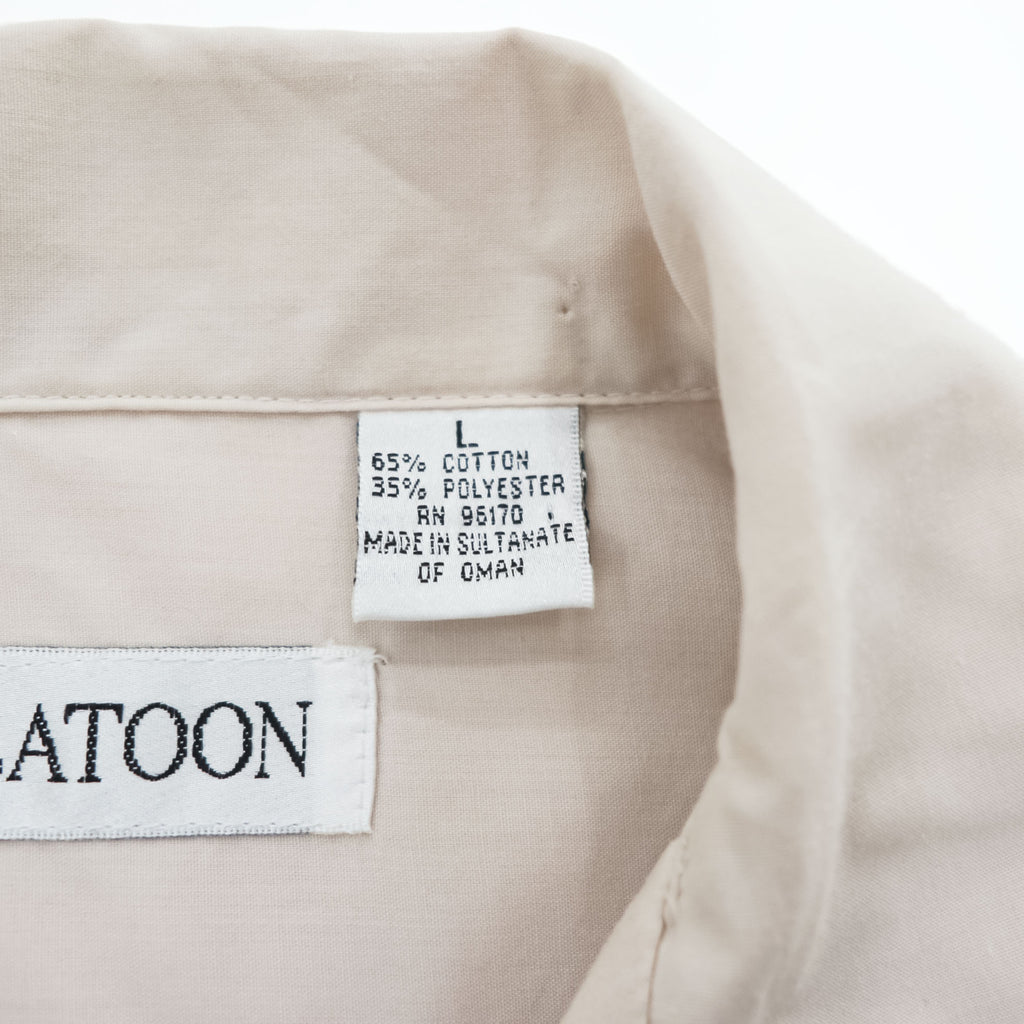 PLATOON 90年代 ヴィンテージ キューバシャツ 半袖 オープンカラー シャツ L 4ポケット 刺繍 ピンタック プリーツ ボックスシルエット 開襟 グアヤベラ