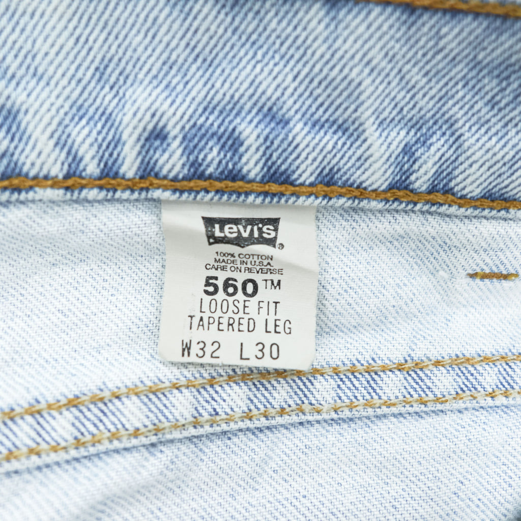 Levi's 90年代 USA製 ヴィンテージ 560 デニムパンツ ジーンズ 32 LOOSE FIT TAPERED LEG ライトブルー オレンジタブ 96年製 42560-0234