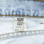 Levi's 90年代 USA製 ヴィンテージ 560 デニムパンツ ジーンズ 32 LOOSE FIT TAPERED LEG ライトブルー オレンジタブ 96年製 42560-0234