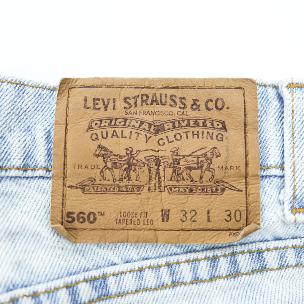Levi's 90年代 USA製 ヴィンテージ 560 デニムパンツ ジーンズ 32 LOOSE FIT TAPERED LEG ライトブルー オレンジタブ 96年製 42560-0234