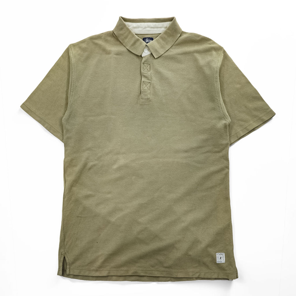 STUSSY 90年代 ヴィンテージ 半袖 ポロシャツ L カーキ ベージュ コットン 紺タグ