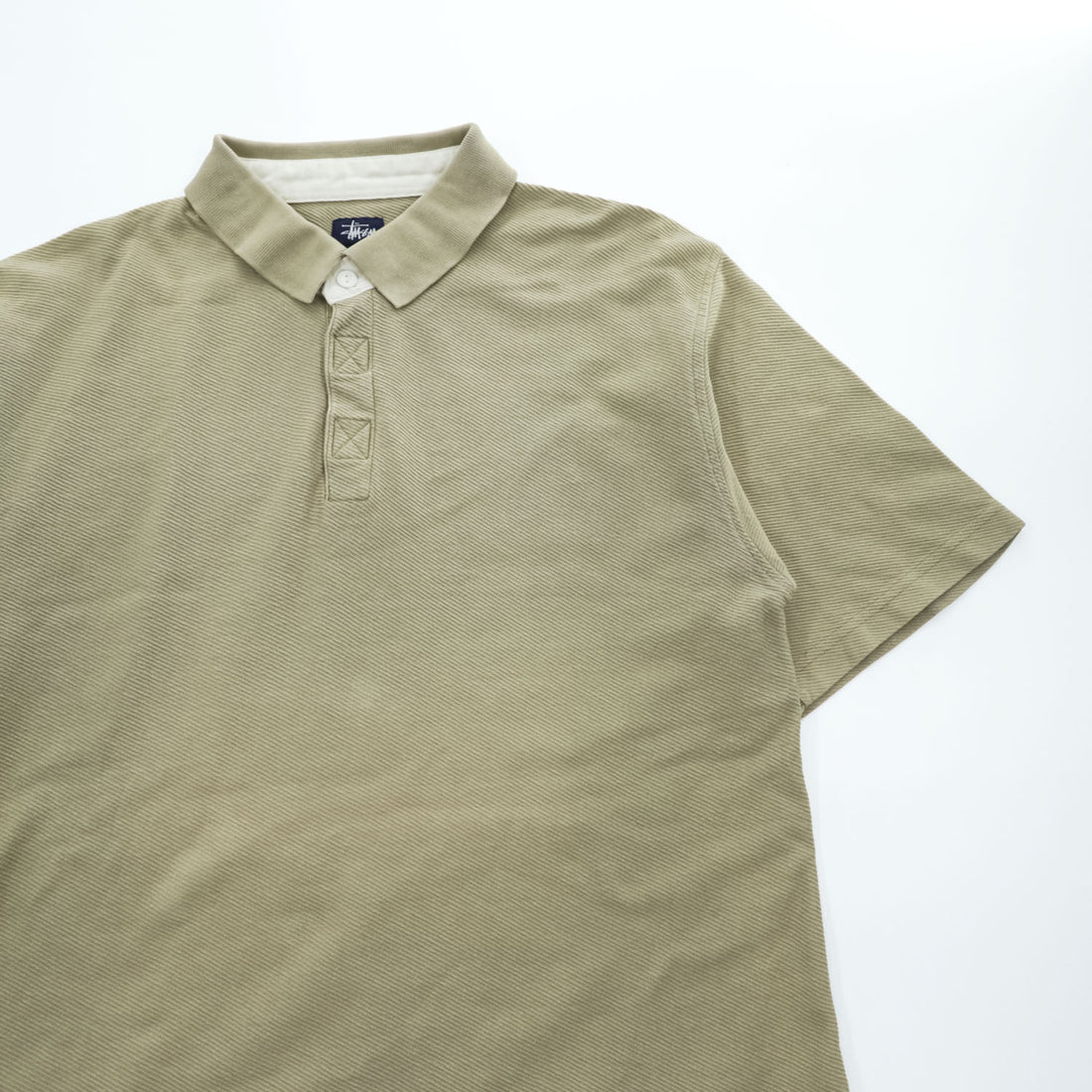 STUSSY 90年代 ヴィンテージ 半袖 ポロシャツ L カーキ ベージュ コットン 紺タグ