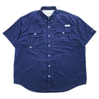 Columbia PFG バハマ BAHAMA 2 半袖 フィッシングシャツ XL ネイビー OMNI-SHADE メッシュ ベンチレーション FM7047