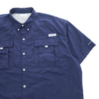 Columbia PFG バハマ BAHAMA 2 半袖 フィッシングシャツ XL ネイビー OMNI-SHADE メッシュ ベンチレーション FM7047