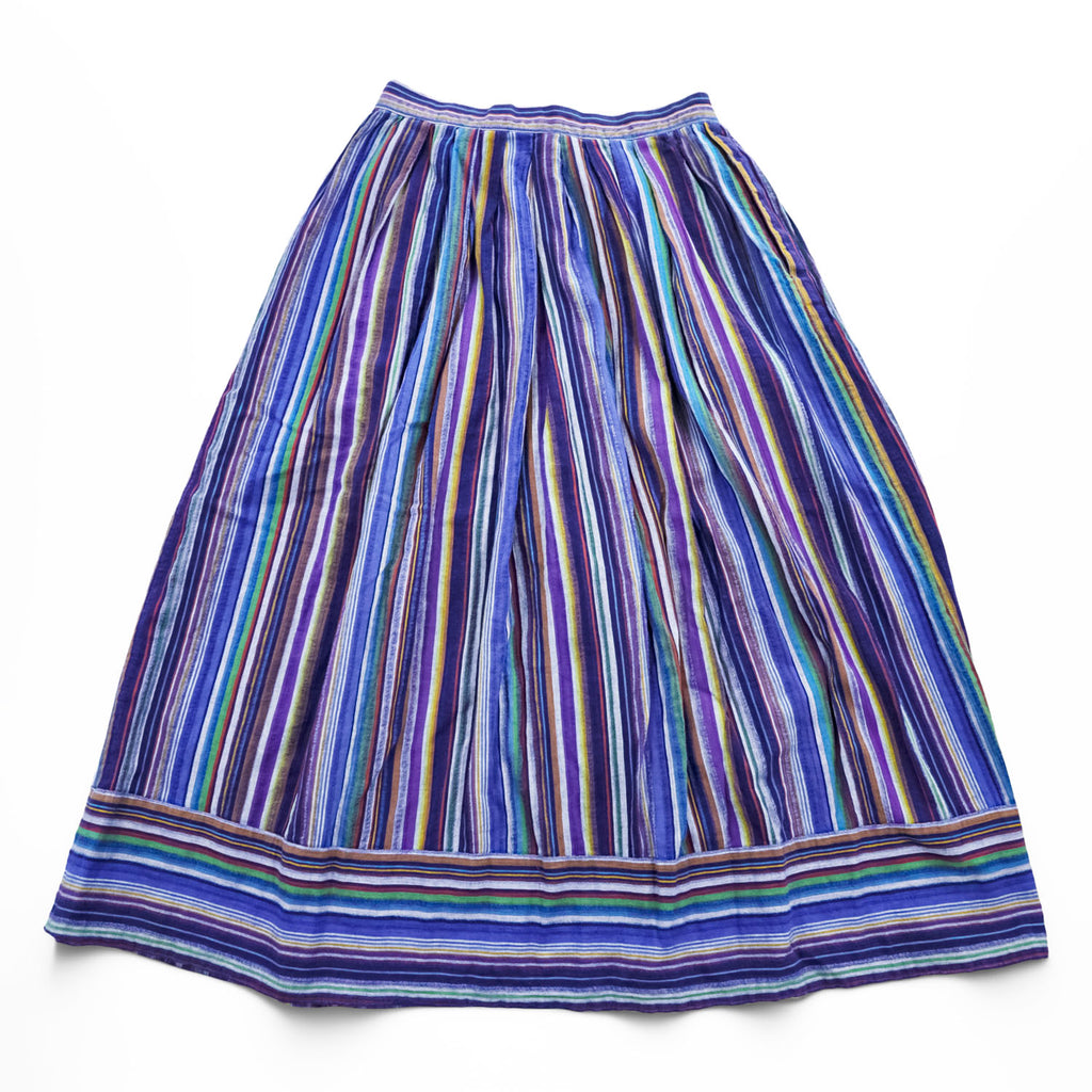 Christian Dior 80年代 ヴィンテージ フレアスカート マルチカラー ストライプ ギャザー プリーツ SEPARATES