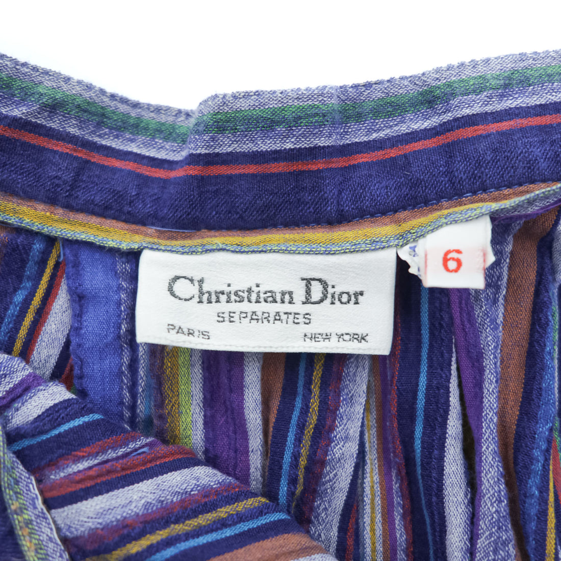 Christian Dior 80年代 ヴィンテージ フレアスカート マルチカラー ストライプ ギャザー プリーツ SEPARATES