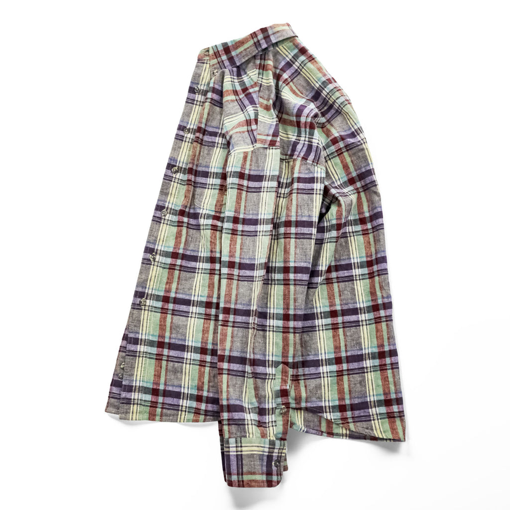 Wrangler 90年代 ヴィンテージ 長袖 リネン チェックシャツ M マルチカラー TWENTY X ボタンダウン