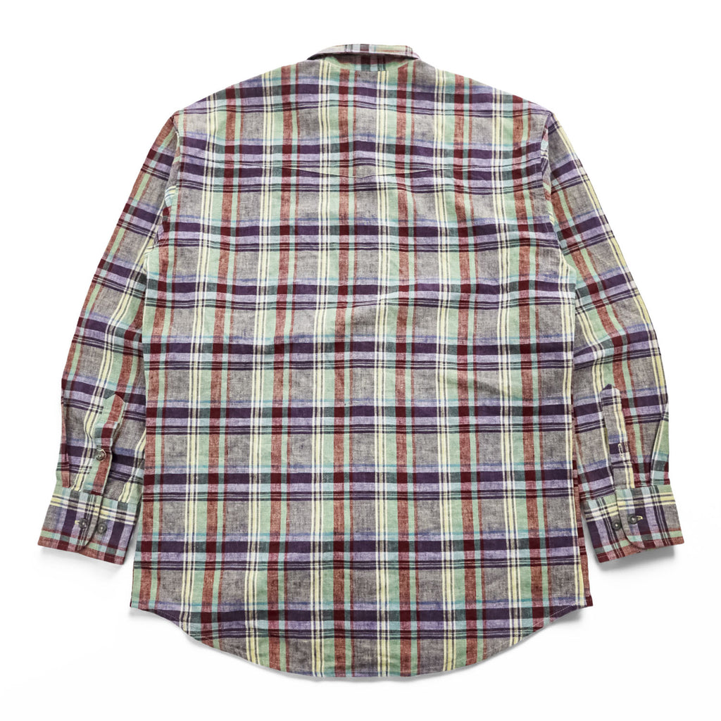 Wrangler 90年代 ヴィンテージ 長袖 リネン チェックシャツ M マルチカラー TWENTY X ボタンダウン