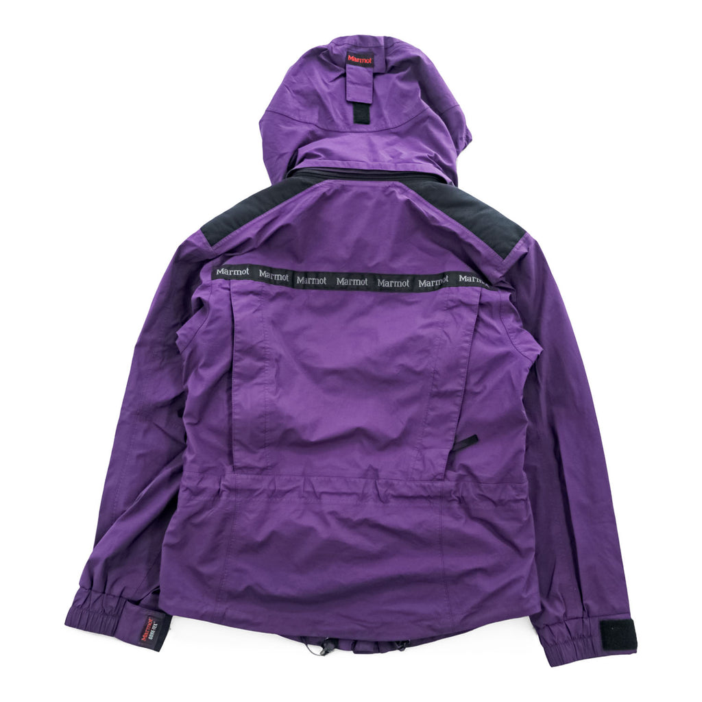 Marmot 90年代 ゴアテックス GORE-TEX マウンテンパーカー 防水 シェル レインジャケット S パープル ドローコード フード着脱 ジップインジップ