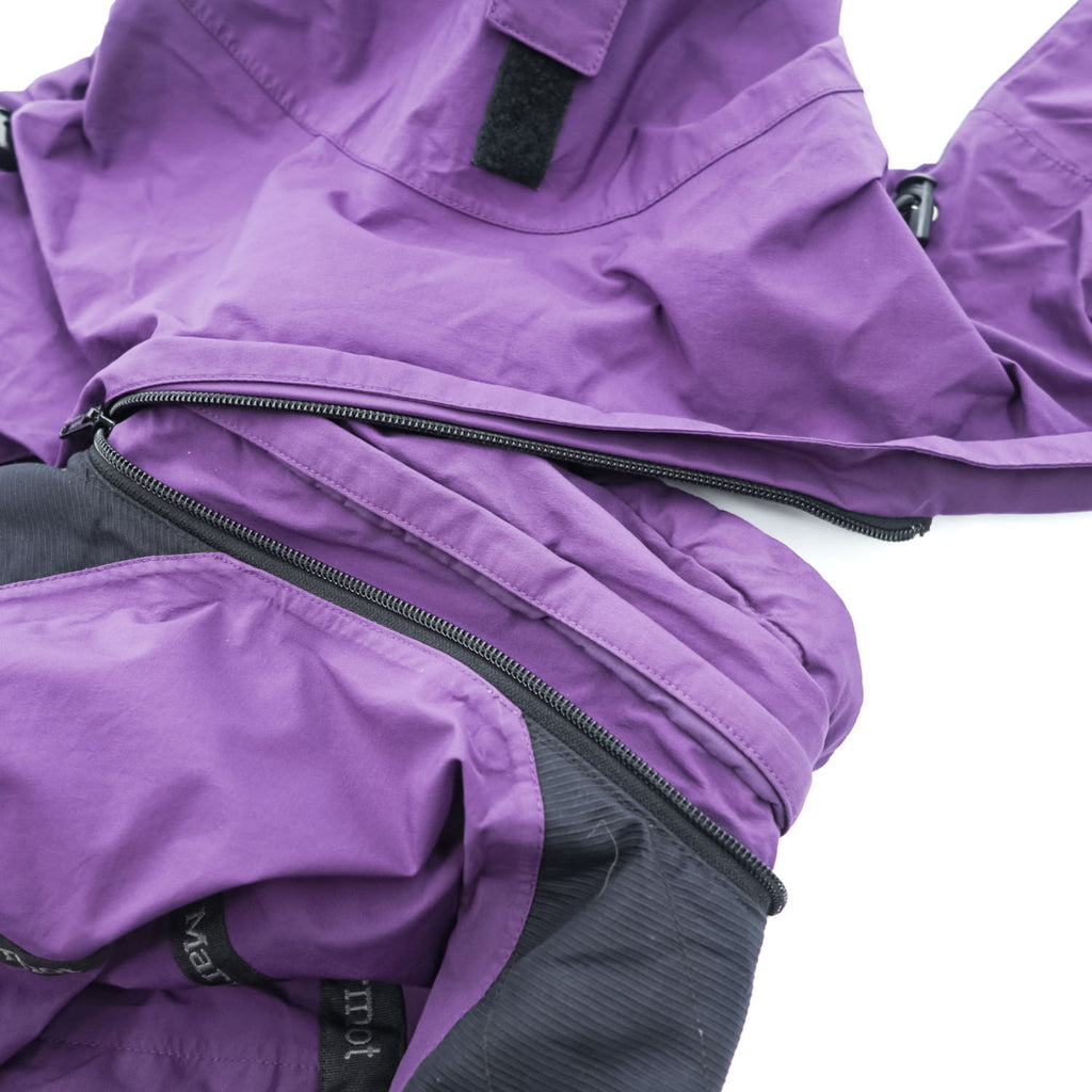 Marmot 90年代 ゴアテックス GORE-TEX マウンテンパーカー 防水 シェル レインジャケット S パープル ドローコード フード着脱 ジップインジップ