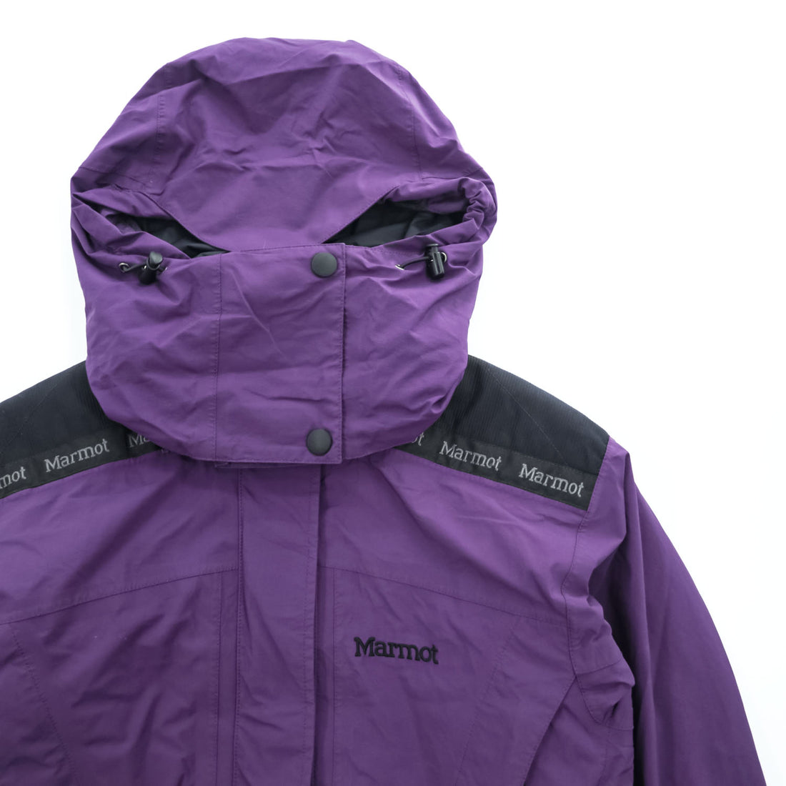 Marmot 90年代 ゴアテックス GORE-TEX マウンテンパーカー 防水 シェル レインジャケット S パープル ドローコード フード着脱 ジップインジップ